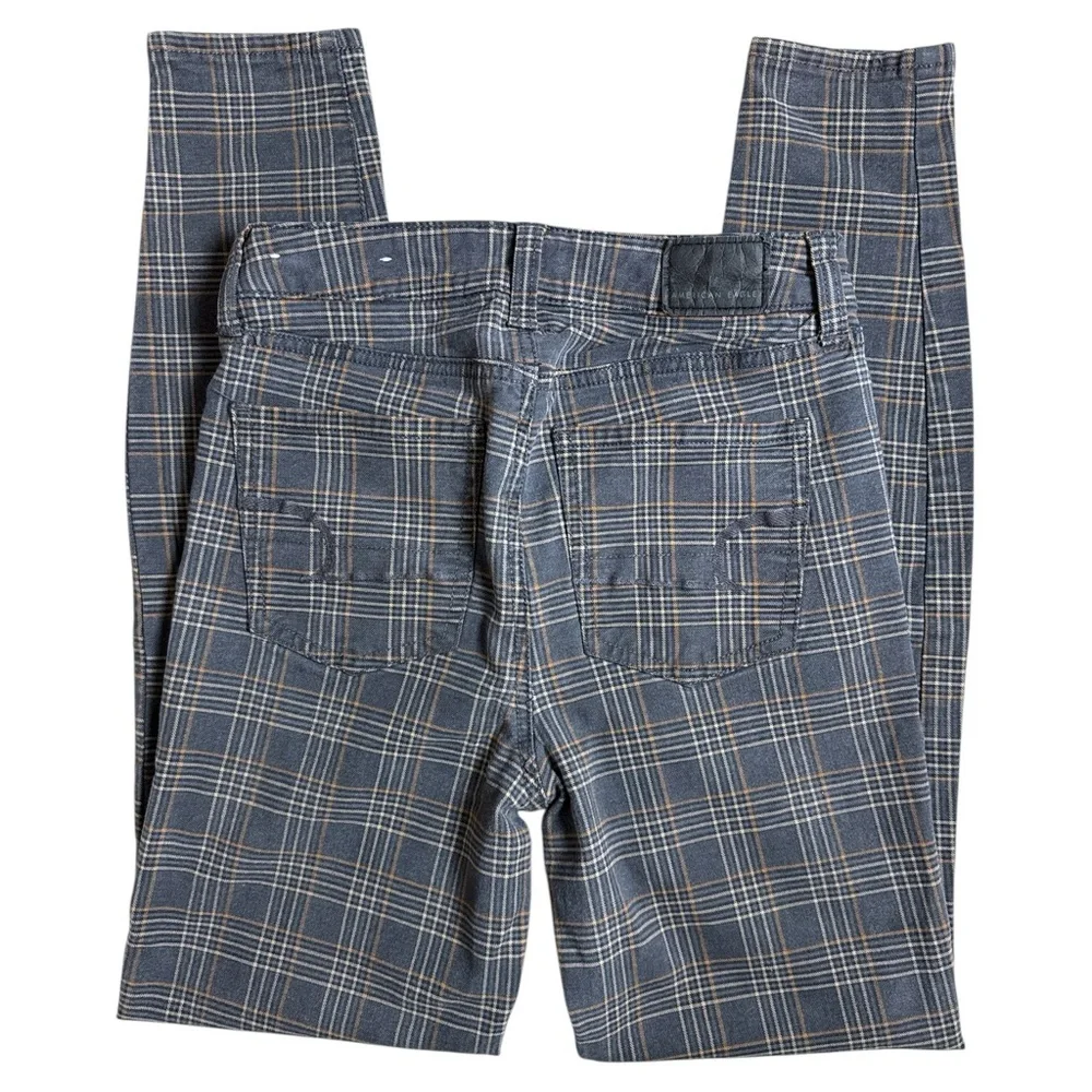 American Eagle Super Hi-Rise Plaid Jeggings Gray/Orange Size 00 Super Stretch